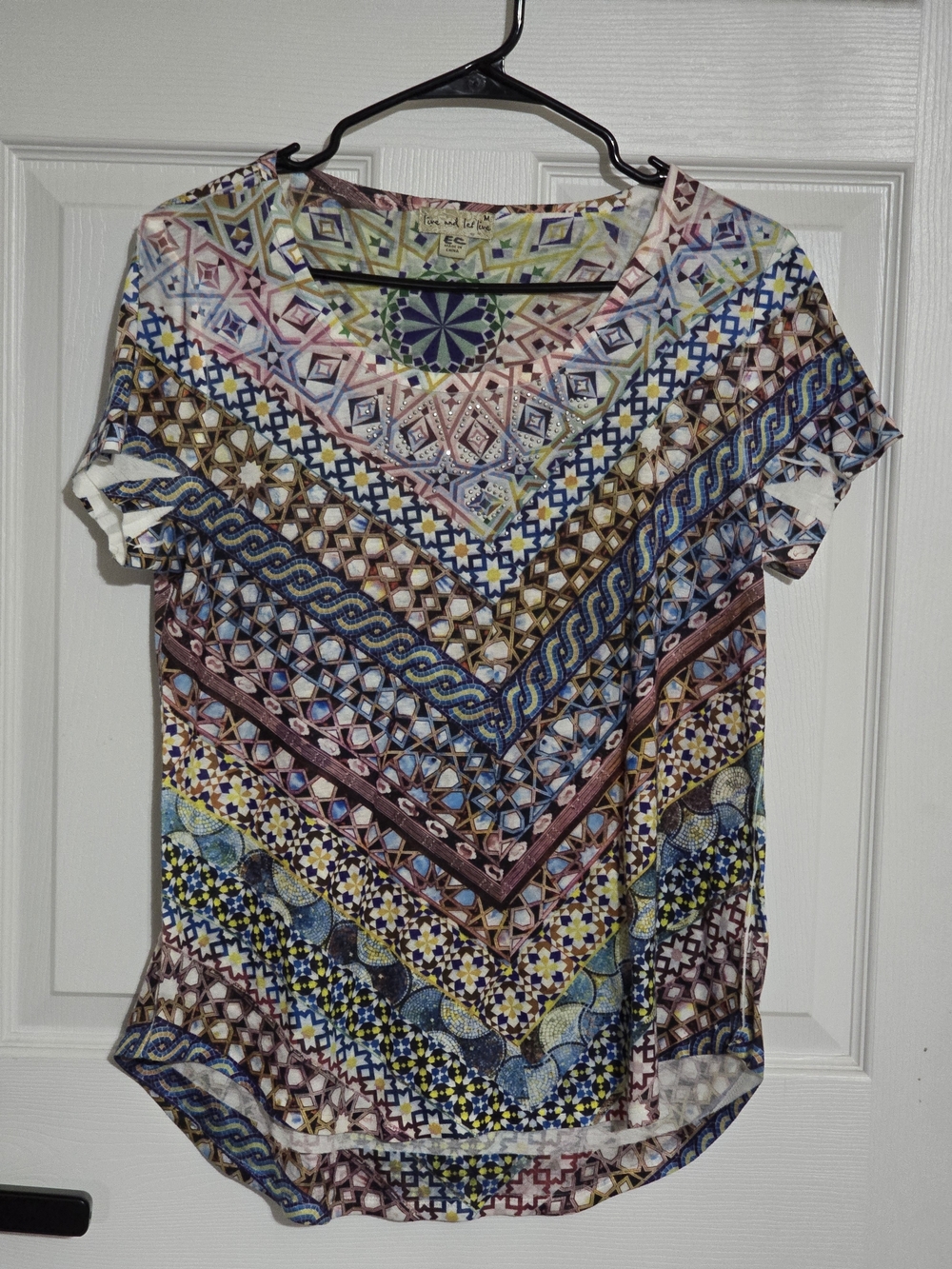 live and let live Multicolor Geometric Print Short Sleeve Tee